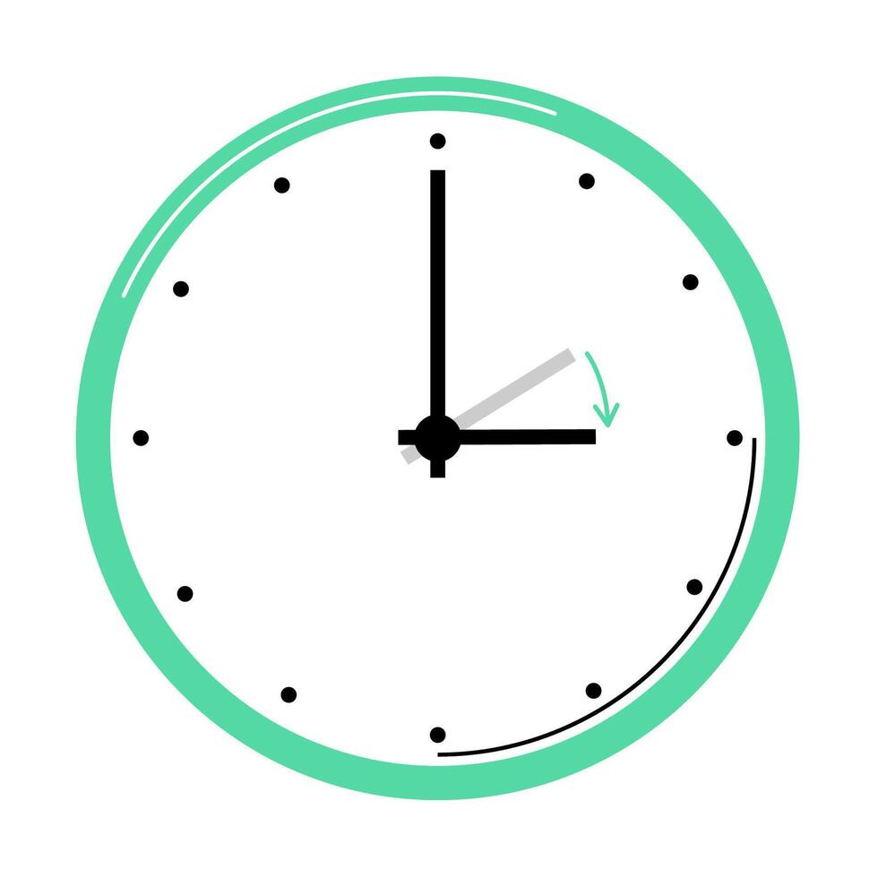 Clock showing twelve hours with distinct hands and vibrant border vector