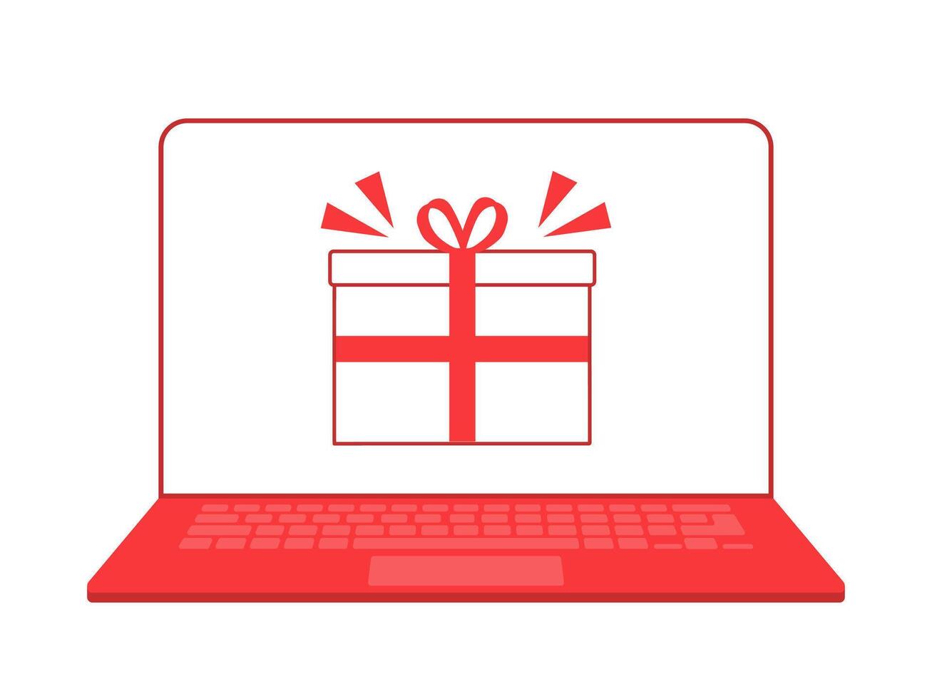 Exciting online gift shopping experience with stylized laptop display vector