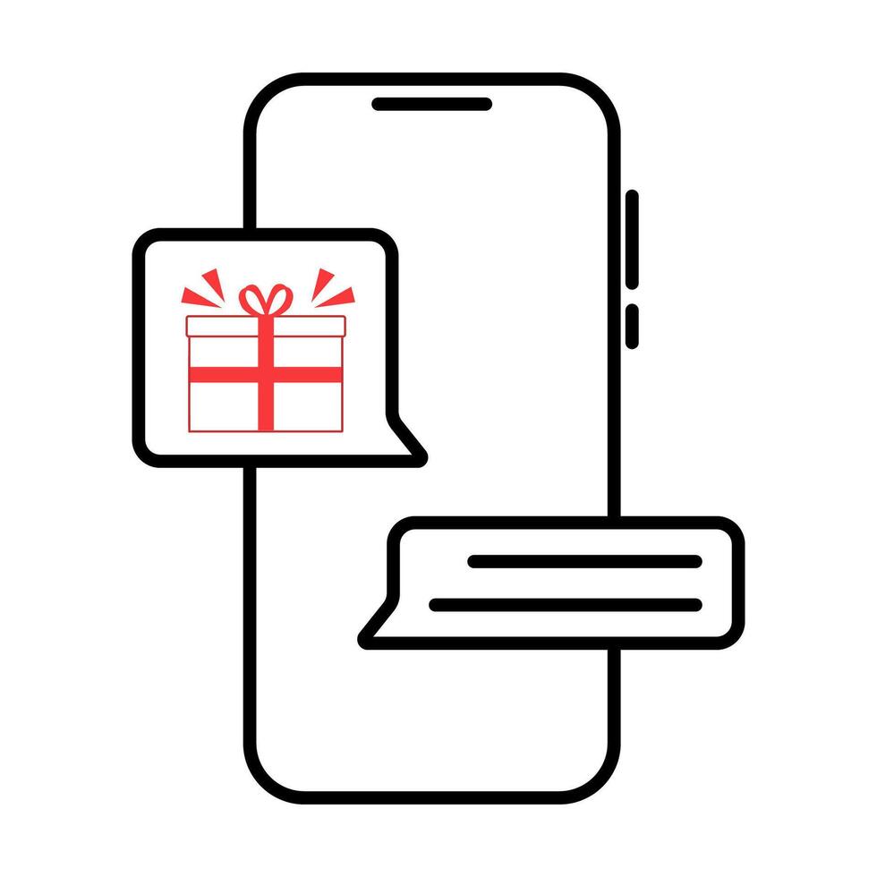 Exciting gift notification on smartphone screen vector