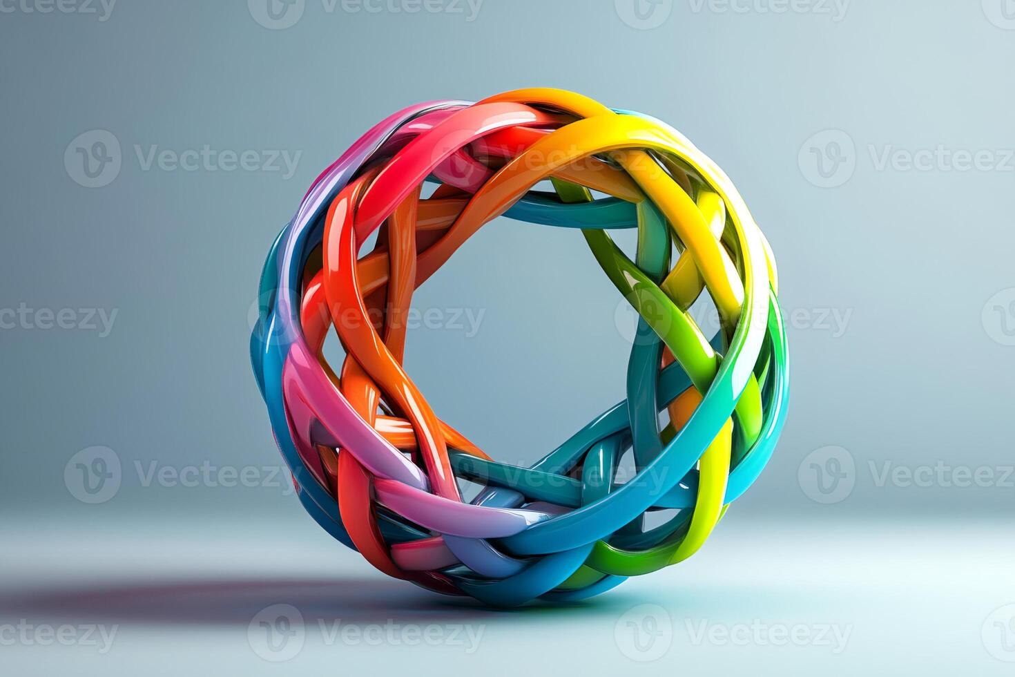 Colorful interwoven abstract sculpture on display photo