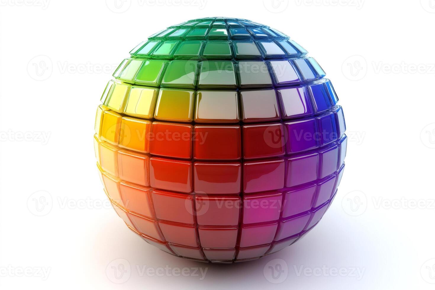 Vibrant multicolored sphere with grid pattern photo