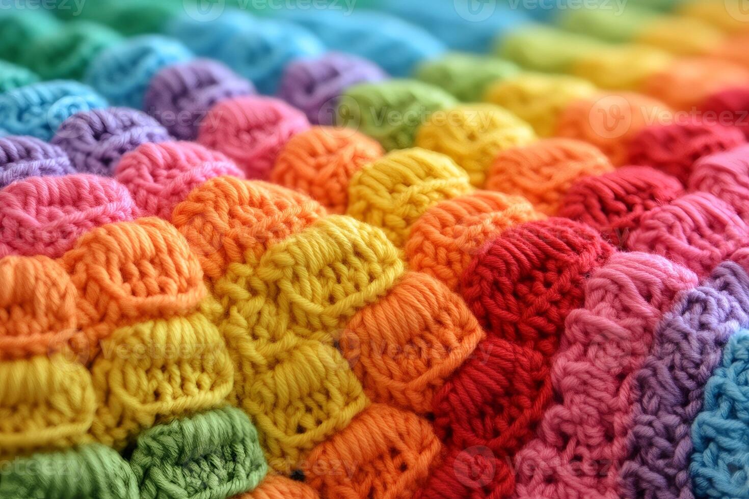 Rainbow crochet blanket showing knitting and crocheting skills photo