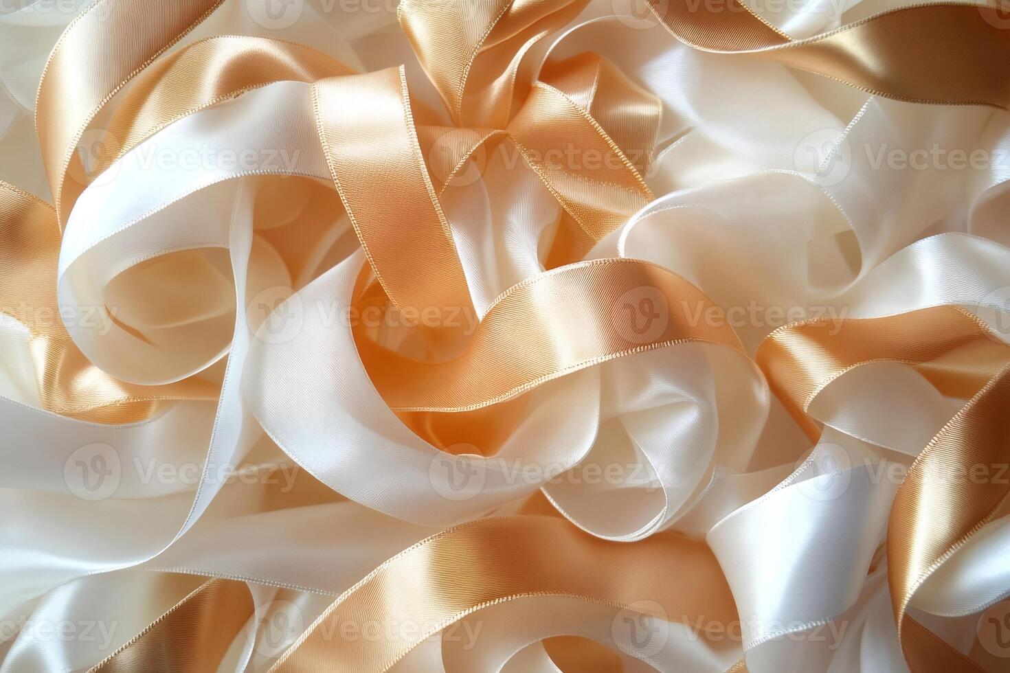 Golden and White Ribbons Creating Elegant Swirls and Curves photo