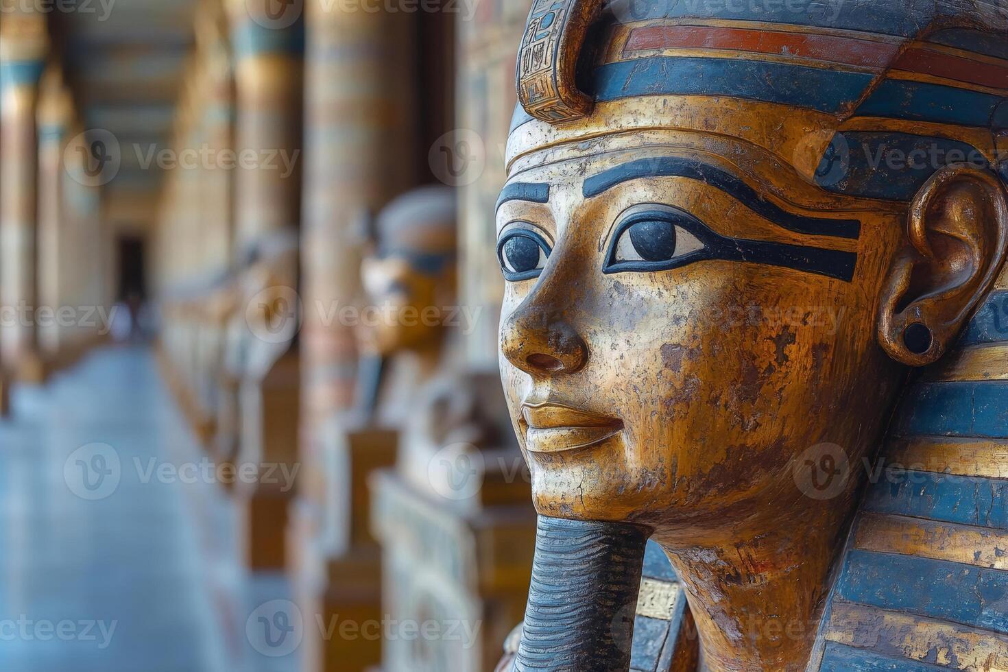 Golden Mask of Tutankhamun Exhibiting Ancient Egyptian Craftsmanship in Cairo Museum photo