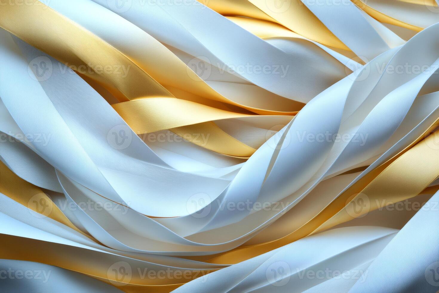 White and gold ribbons creating a beautiful abstract composition photo