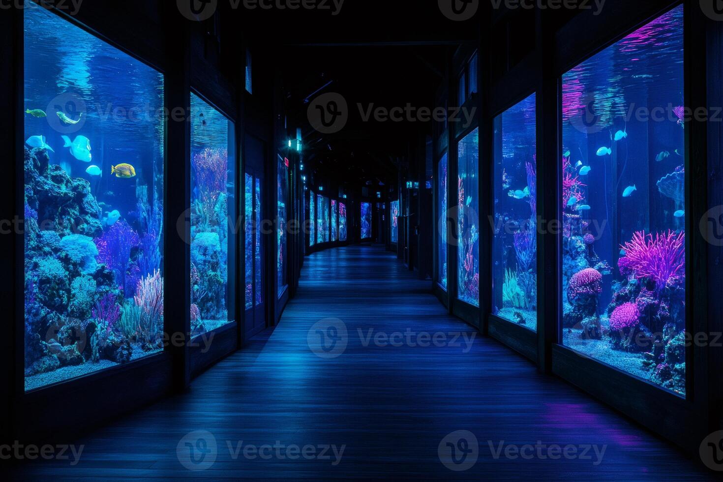 Stunning Aquarium Tunnel with Vibrant Marine Life photo