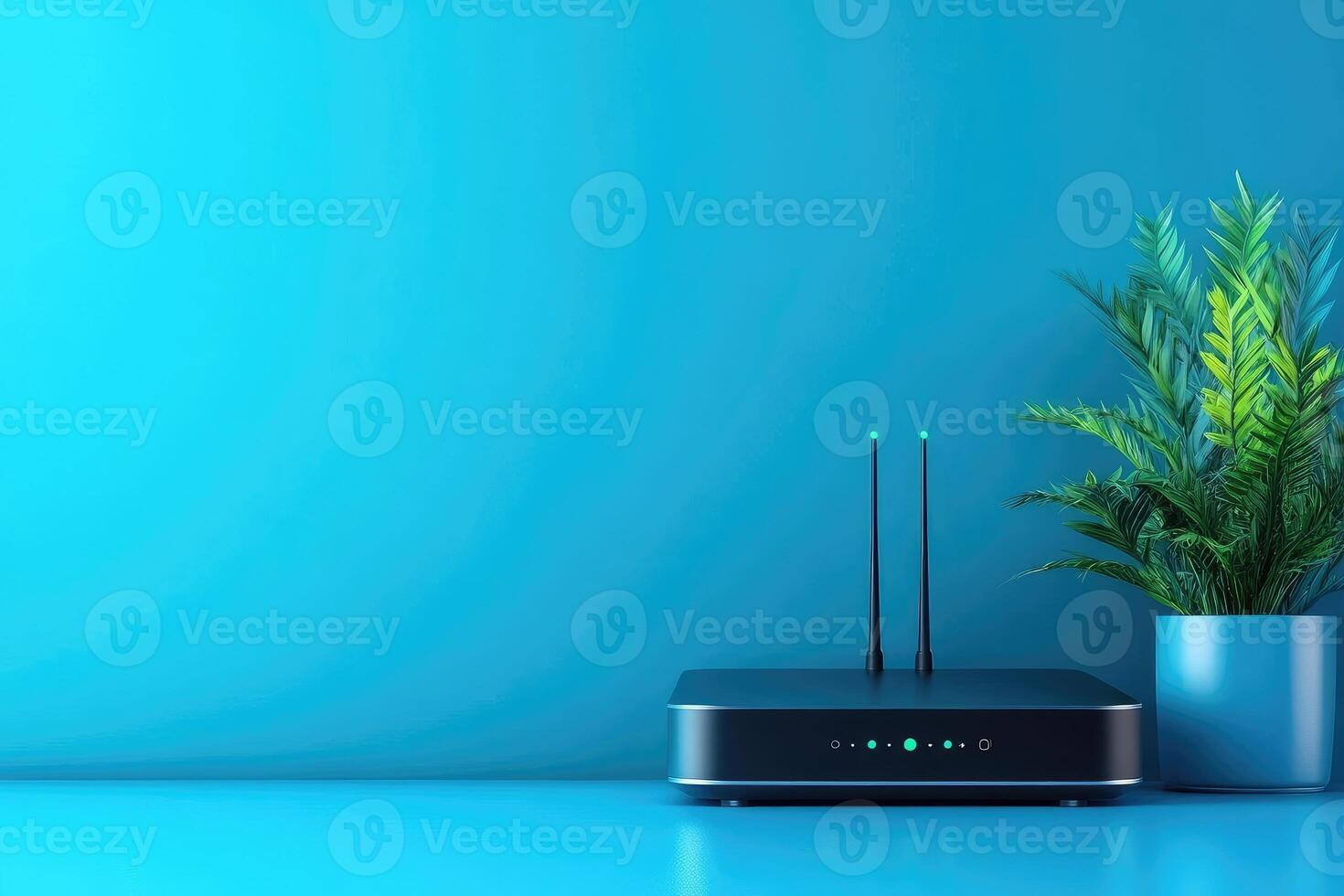 Wireless router providing internet access in modern home office photo