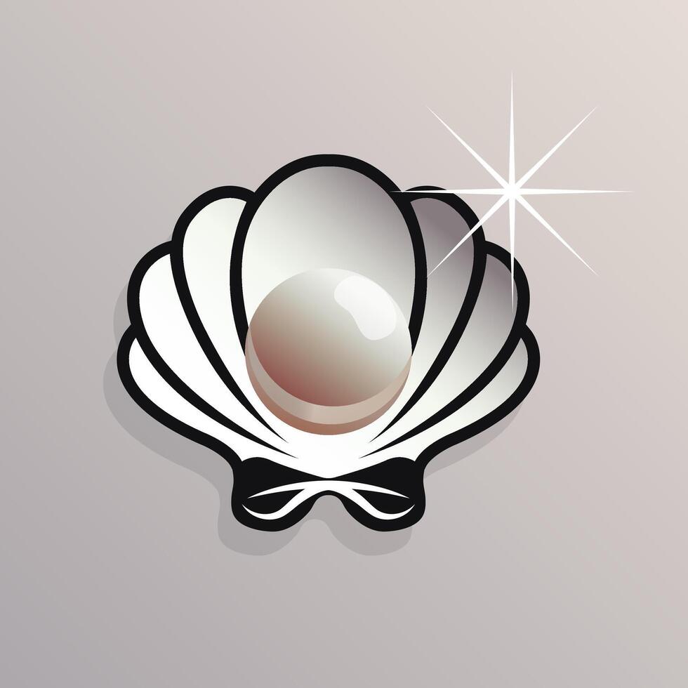 Elegant Pearl in Open Shell with Sparkle vector