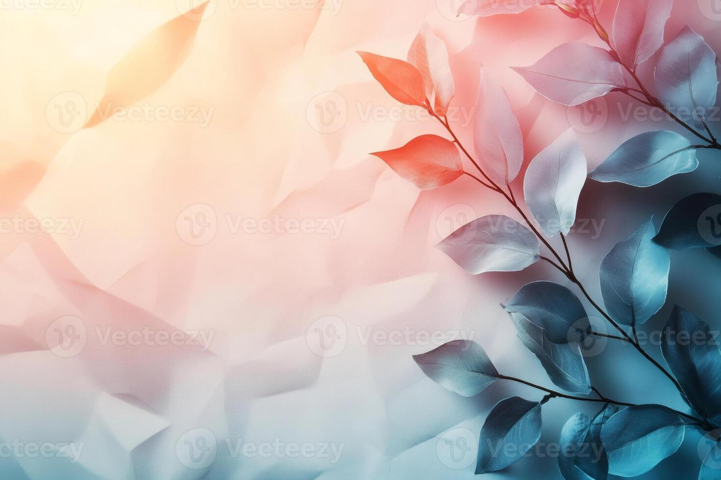 Pastel toned leaves resting on folded paper creating stunning visual contrast photo