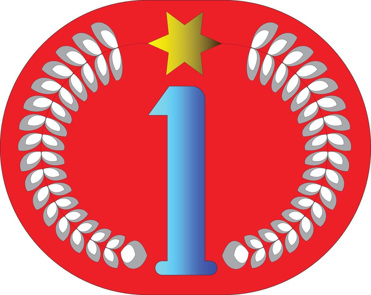 Number One Badge with Laurel Wreath and Star vector