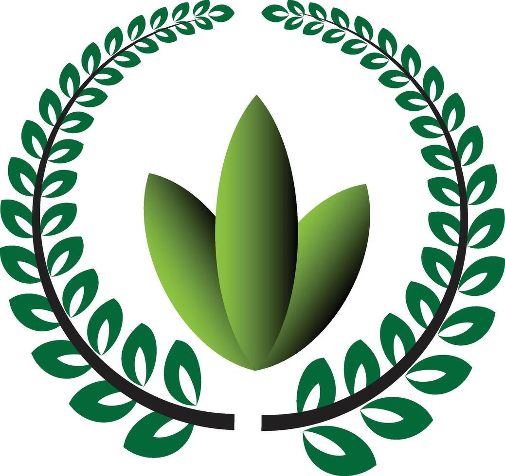 Laurel wreath with leaf arrangement logo vector