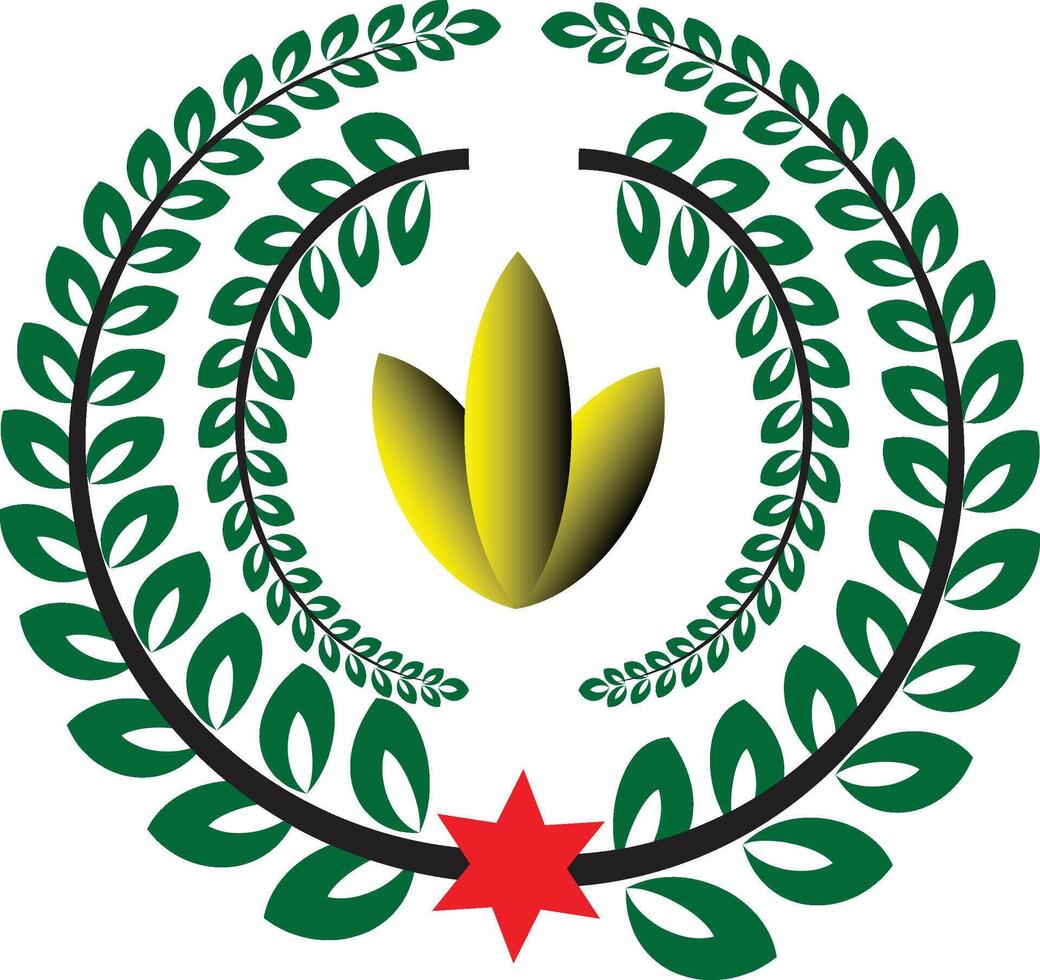Laurel Wreath with Golden Leaves and Red Star for Awards and Recognition vector