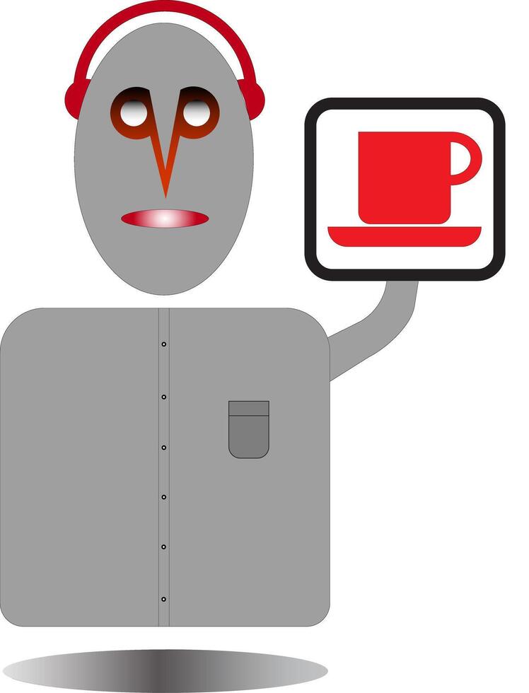 A man wearing headphones is pointing out the nearest cafe vector