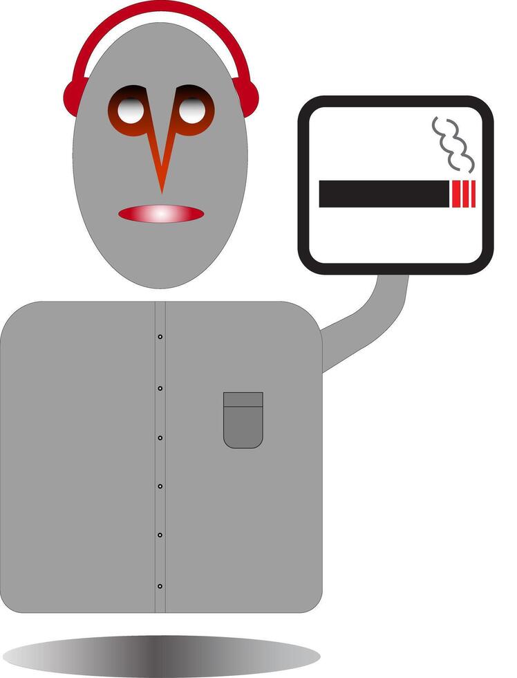 A man wearing headphones is showing where smoking is allowed vector