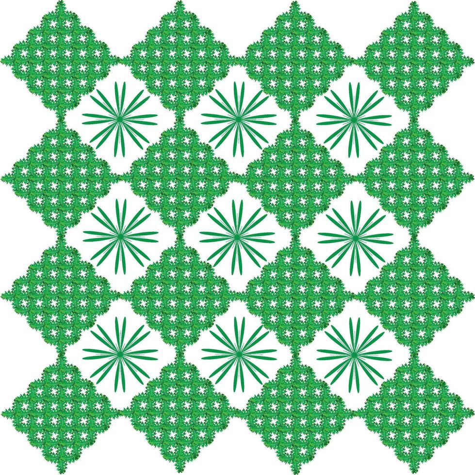 Green Diamond and Starburst Pattern vector