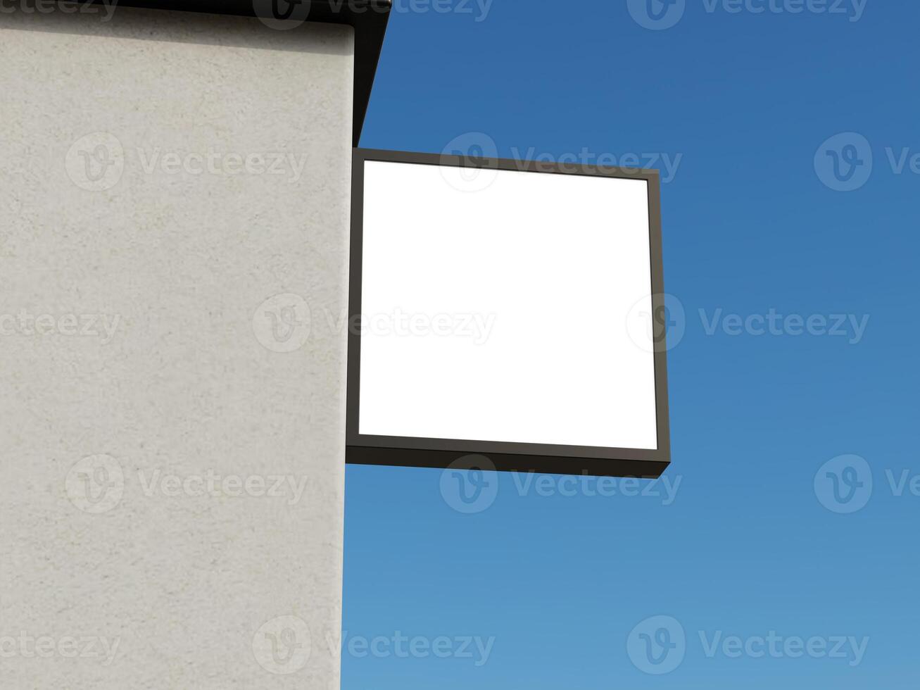 Blank sign mockup on a building corner, perfect for showcasing logo designs or business branding. photo