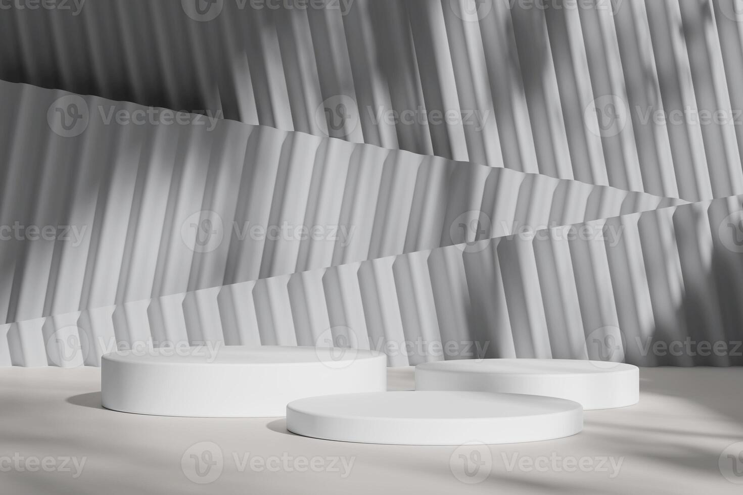 A white, minimalist podium in a soft shadow, perfect for highlighting a focal point in a sophisticated setting. photo