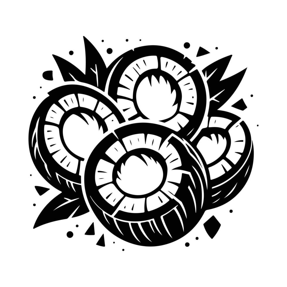 Refreshing Coconut Fruit Tropical Art vector
