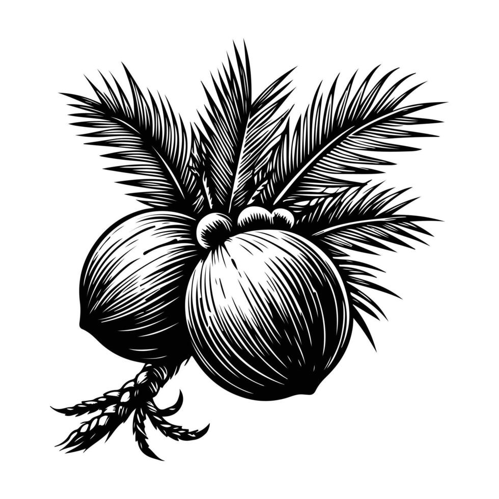 Organic Harvested Coconut Palm vector