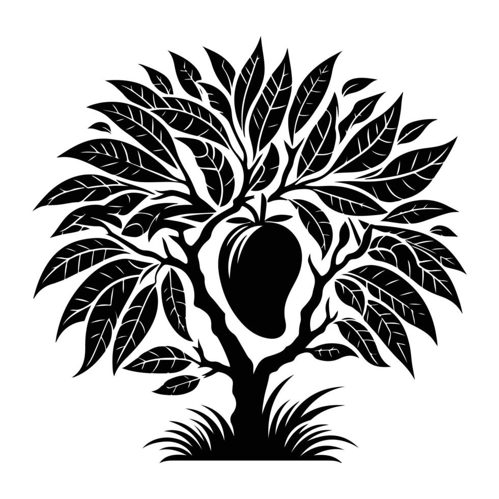 Healthy Tropical Tree Silhouette Mango Pear vector