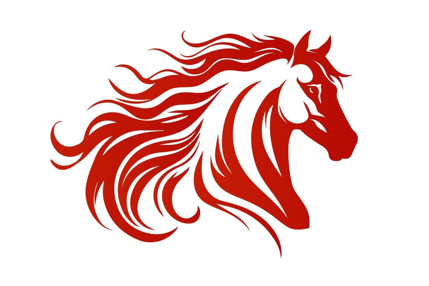 Silhouette of a fiery horse on a white background. vector