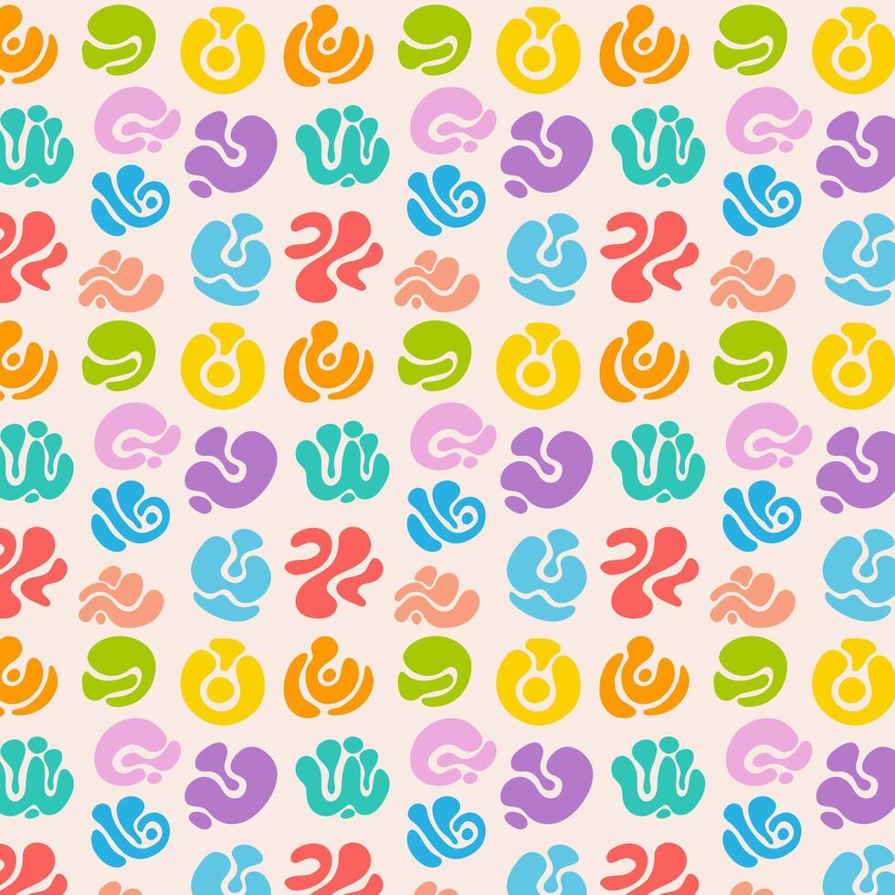 Abstract bright cheerful pattern with swirls. Summer seamless print. vector