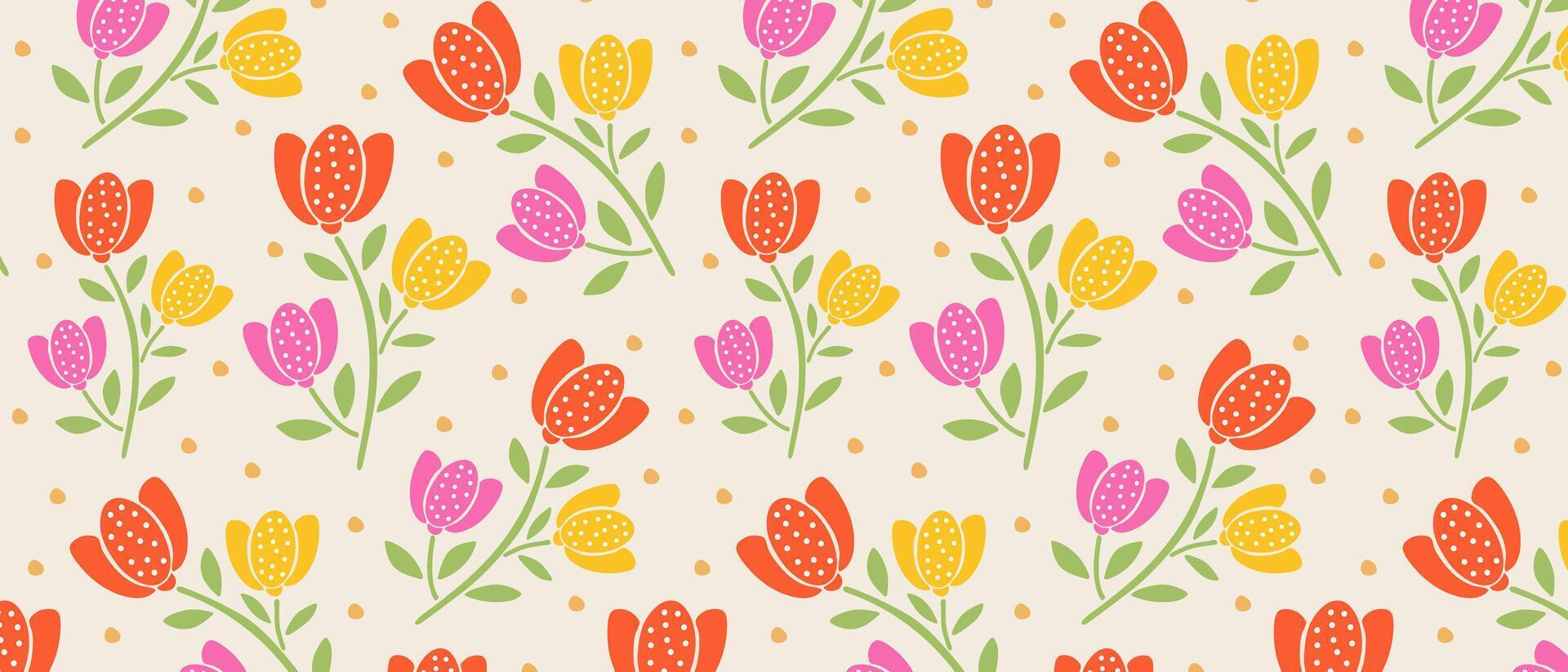 Retro floral cute pattern. Seamless floral bright cheerful background. vector