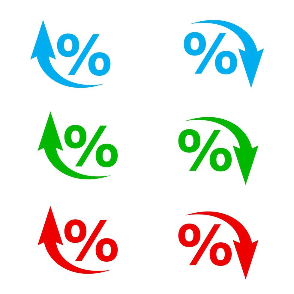 A set of different icons, arrows indicating the growth of indicators up and down. vector