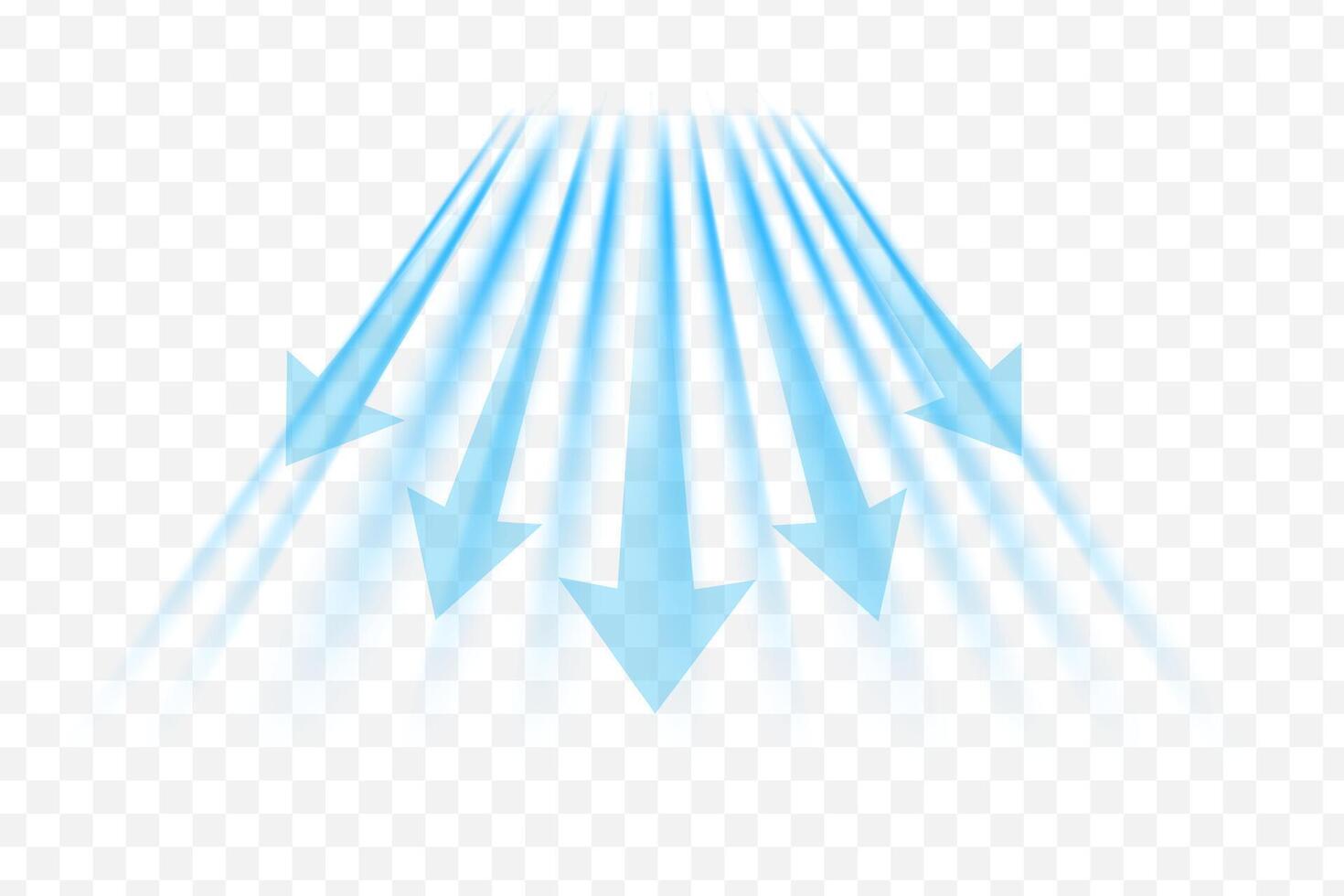 Air dynamics of diverging air flow from household appliances vector
