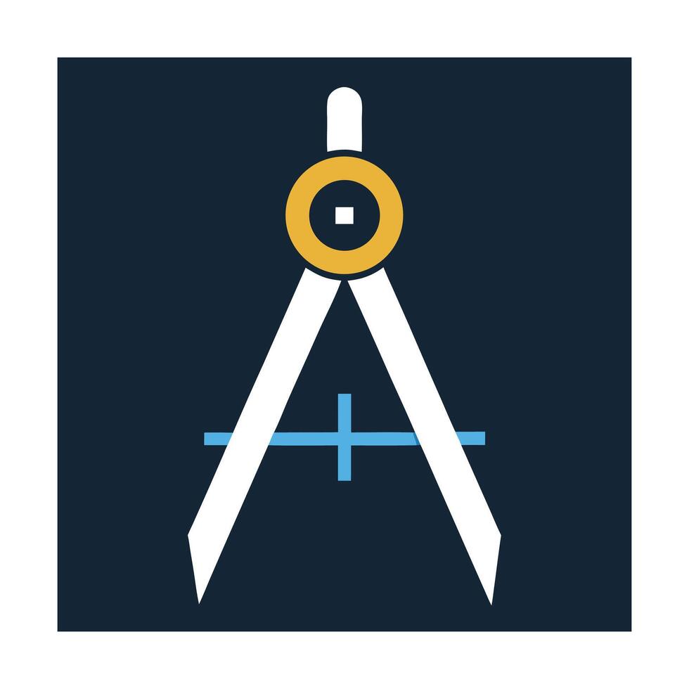 Geometrical compass drawing tool icon flat design for technical drawing or construction vector