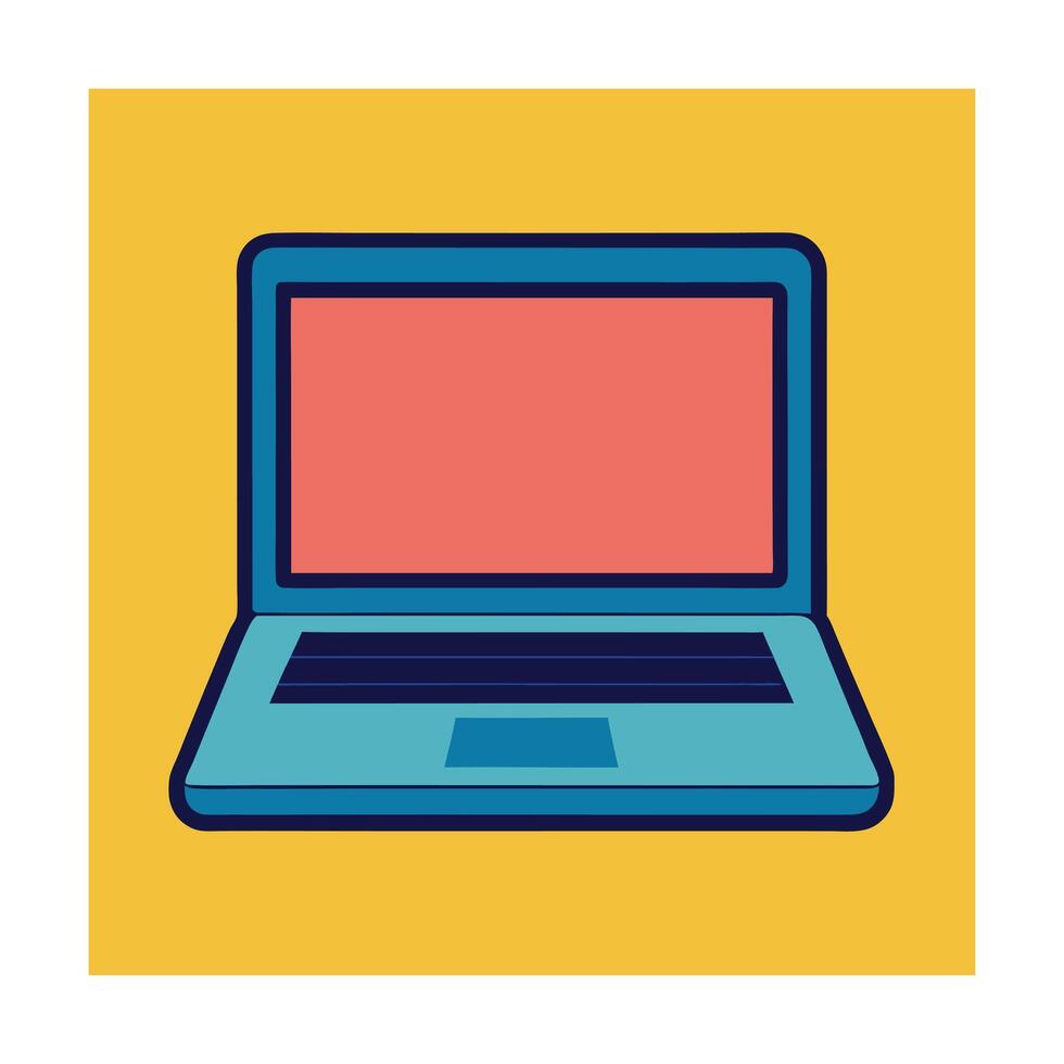 Minimalist laptop illustration on yellow background ideal for design and technology projects vector