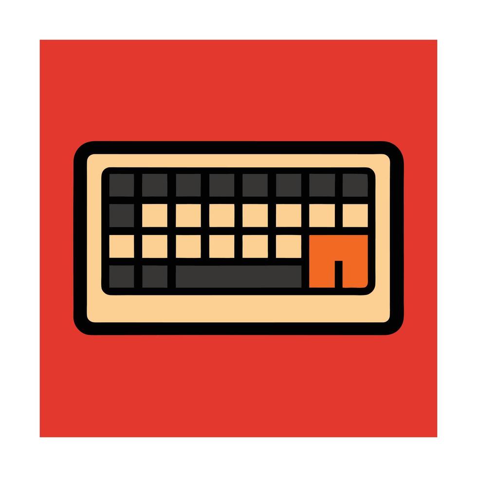 Cartoon keyboard illustration on red background for technology and computer concepts vector