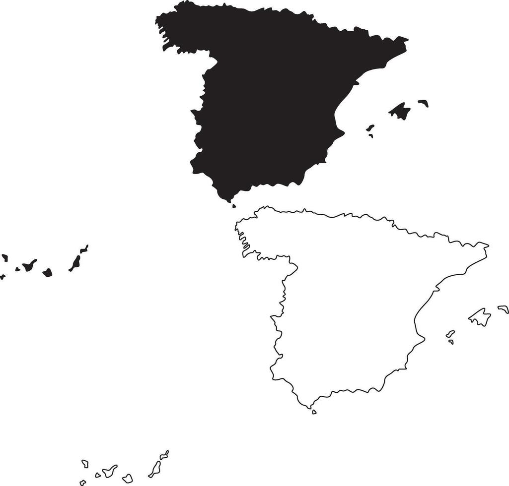 Map of Spain Silhouette Flat and Outline Design vector