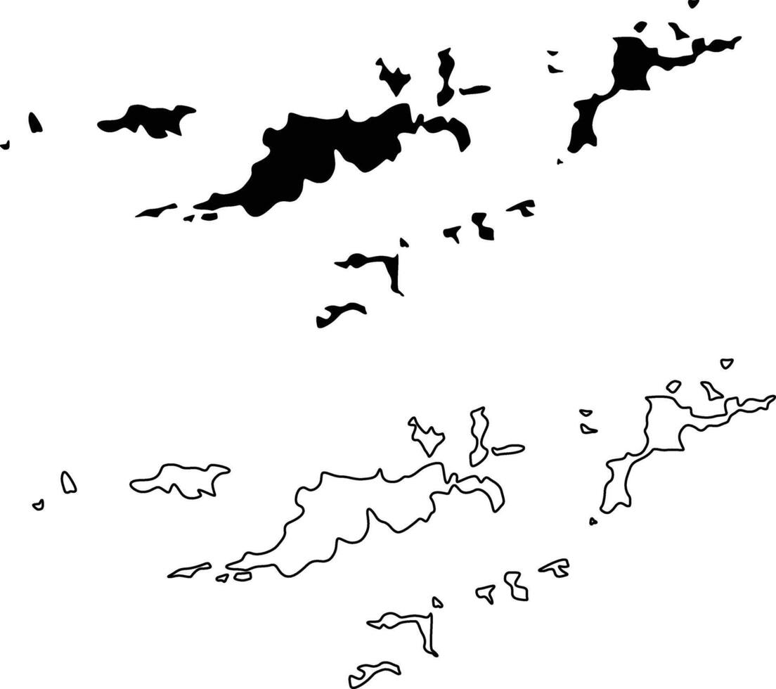 Map of British Virgin Islands Silhouette Flat and Outline Design vector