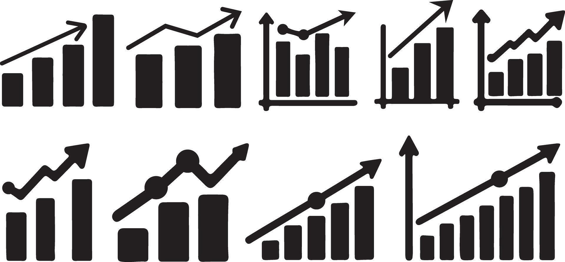 Silhouette Icons of Business Charts and Graphs for Reports and Presentations vector