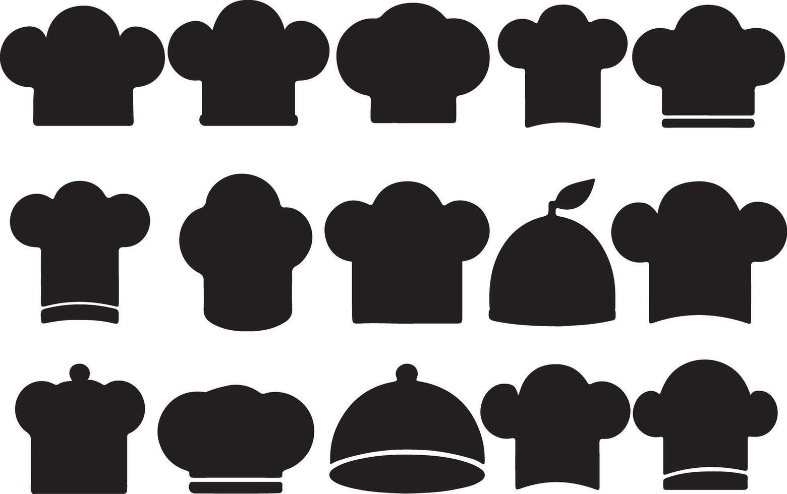Elegant Chef Hat Silhouette Icons Set for Culinary or Restaurant Branding vector