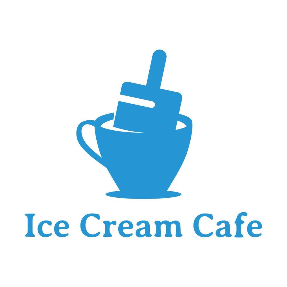 ice cream cafe flat minimalist logo design vector