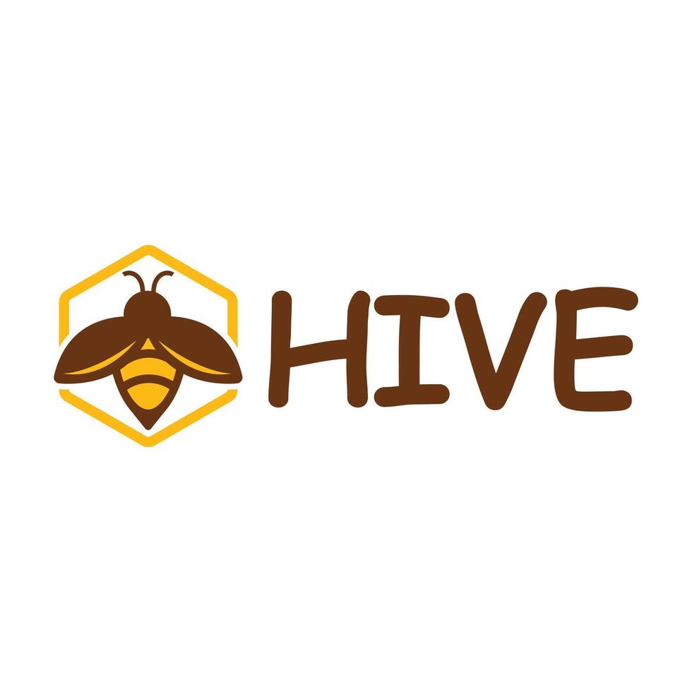 bee hive flat minimalist logo design vector