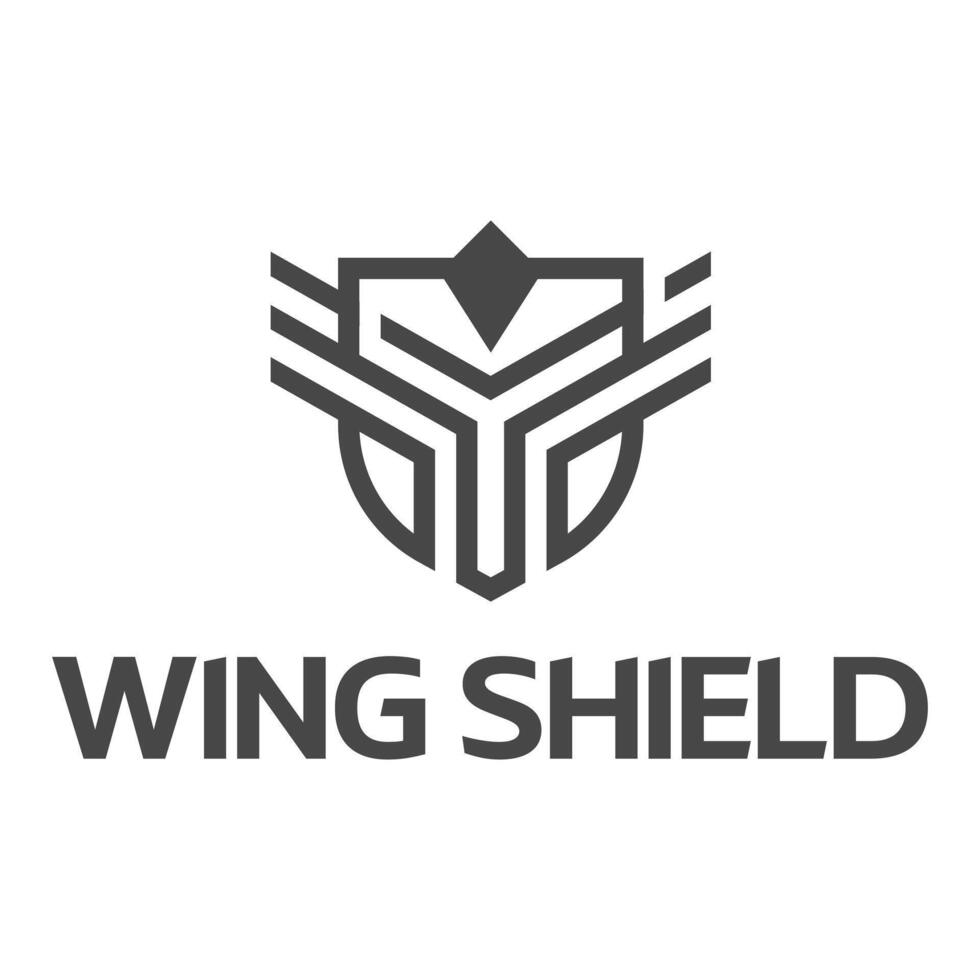 wing shield flat minimalist logo design vector