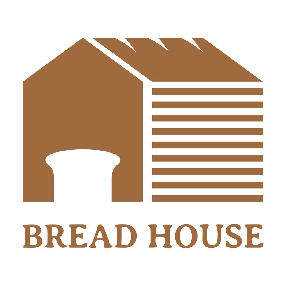 bread baking house flat minimalist logo design vector