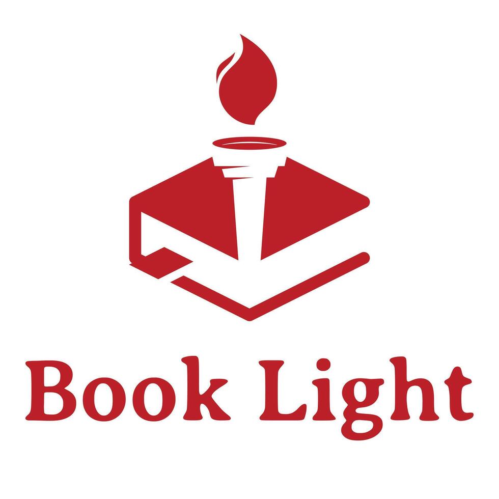 library book light flat minimalist logo design vector