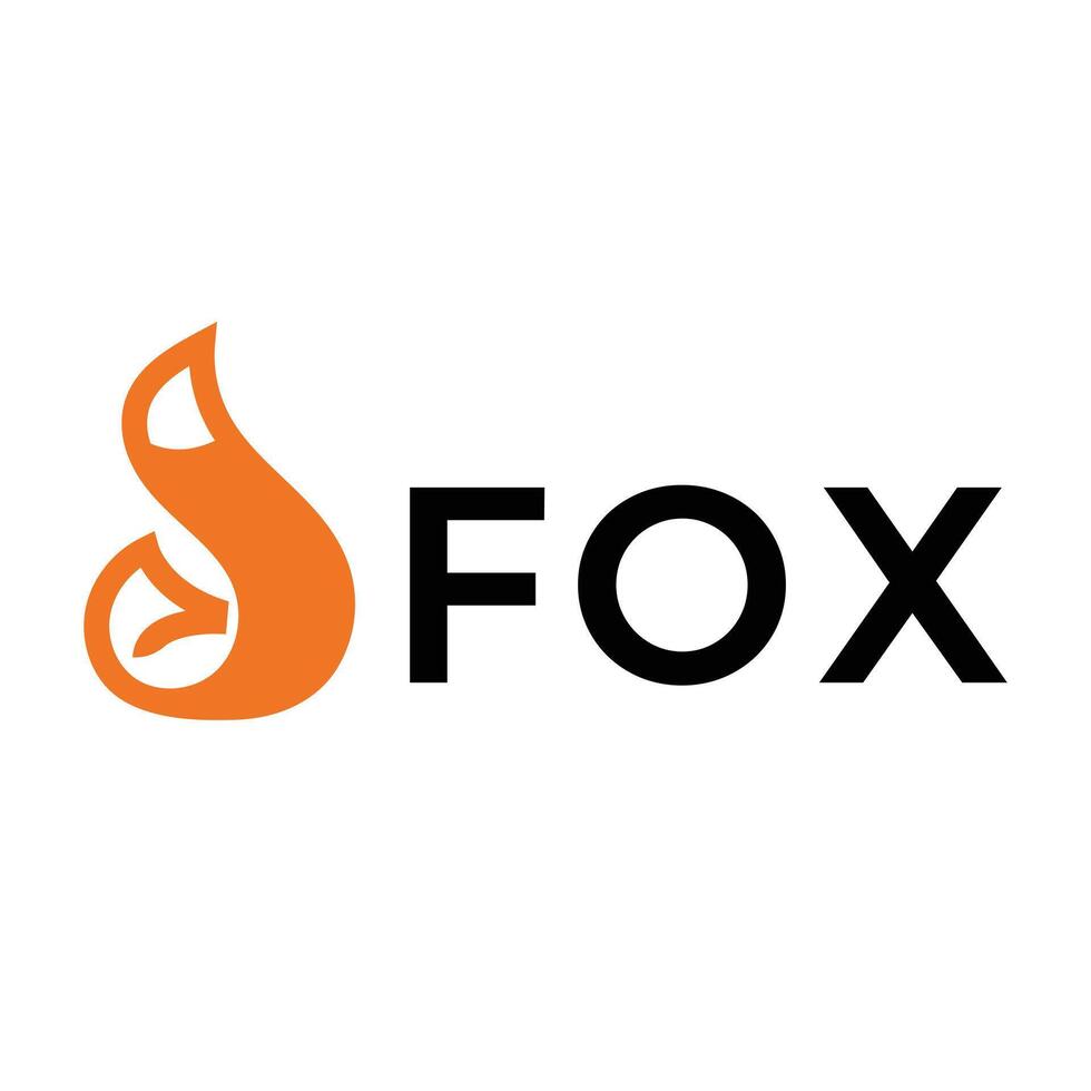 abstract fox tail flat minimalist logo design vector