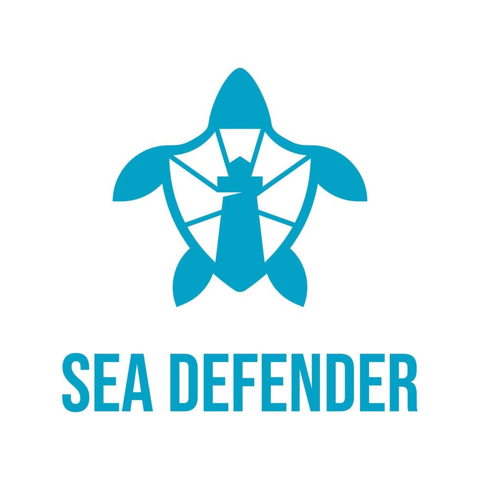 flat minimalist logo designsea defender flat minimalist logo design vector