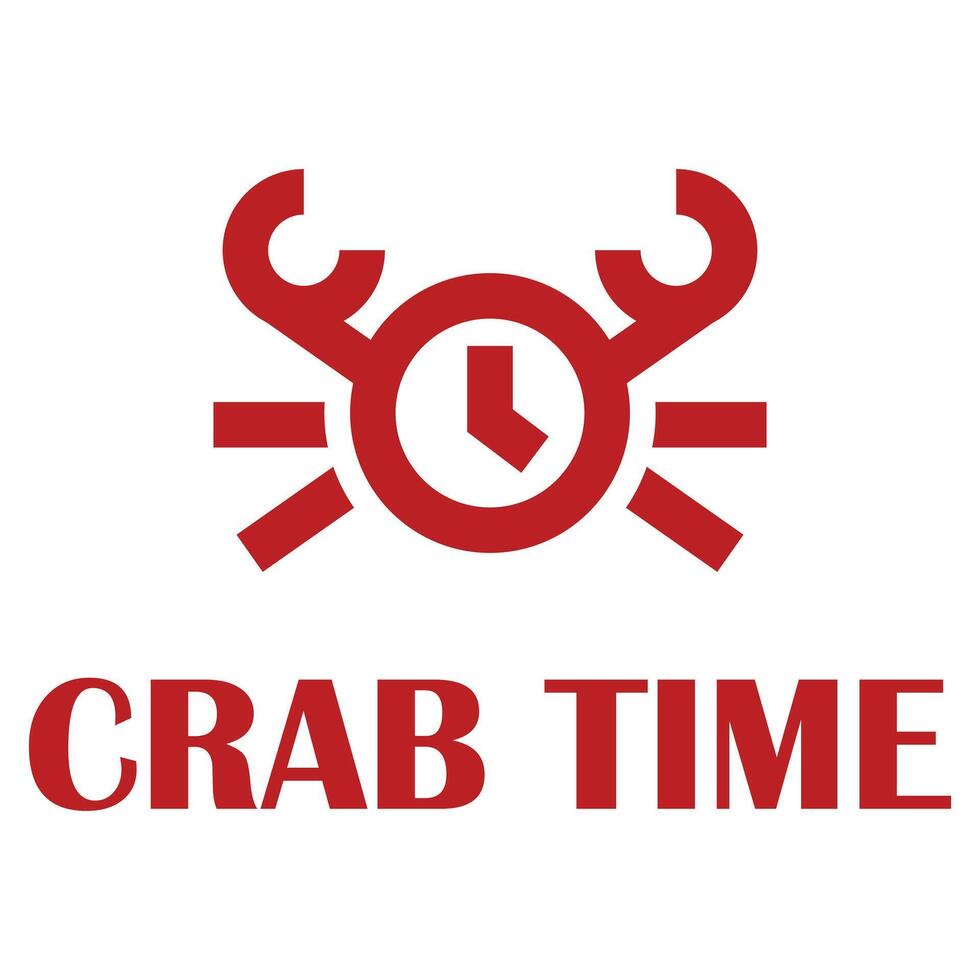 crab time restaurant flat minimalist logo design vector