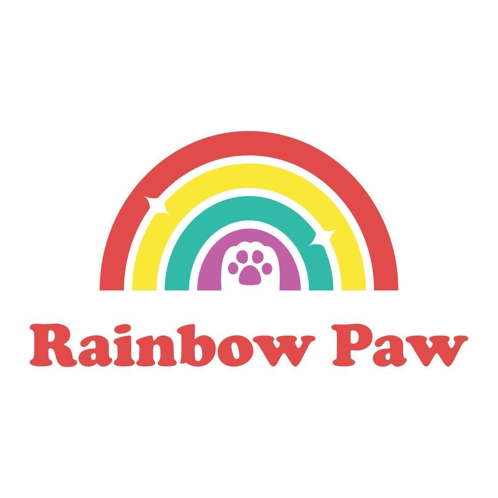 rainbow paw flat minimalist logo design vector