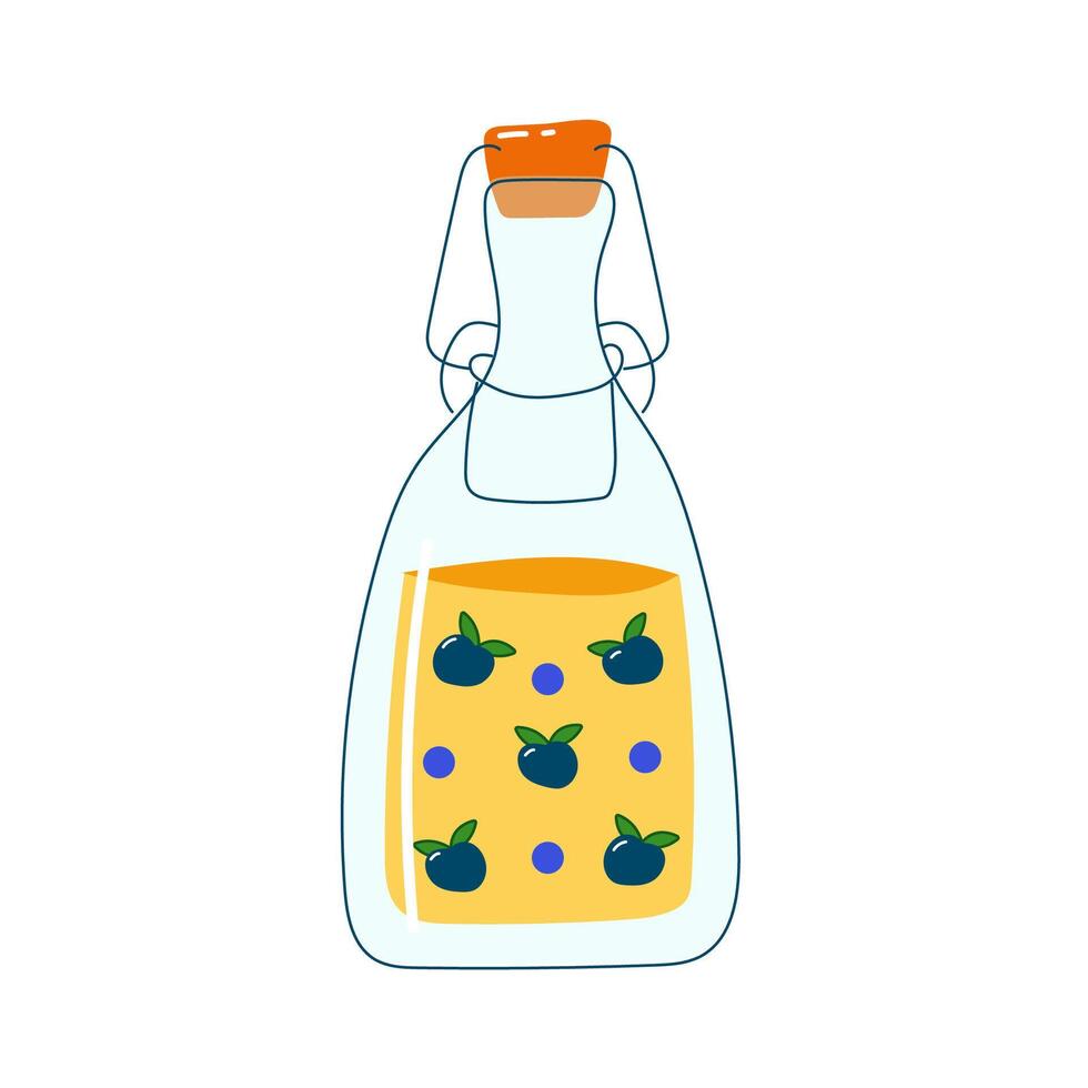 Lemonade bottle. Retro bottle with berries. vector