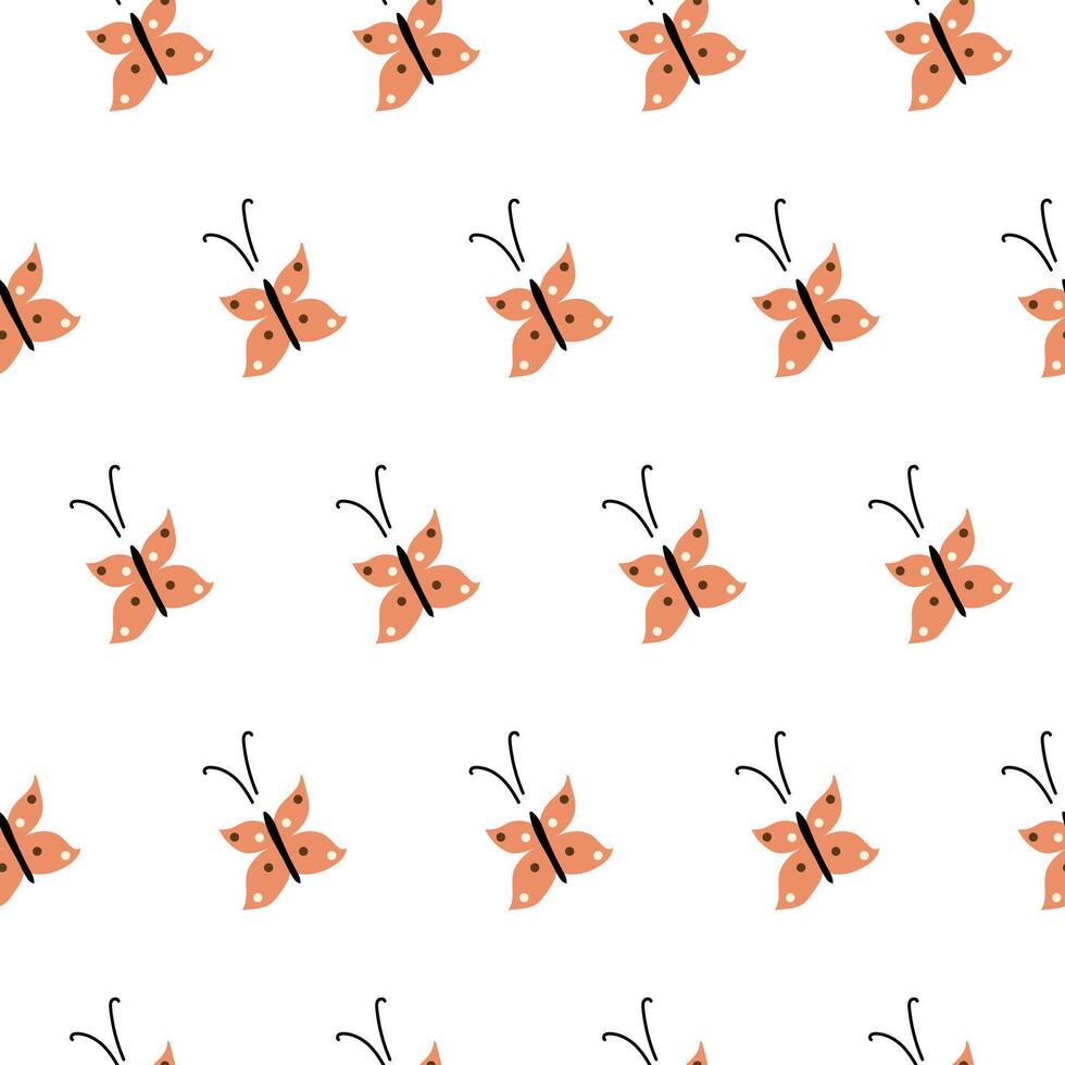 Small butterfly seamless pattern. Hand drawn butterfly. vector