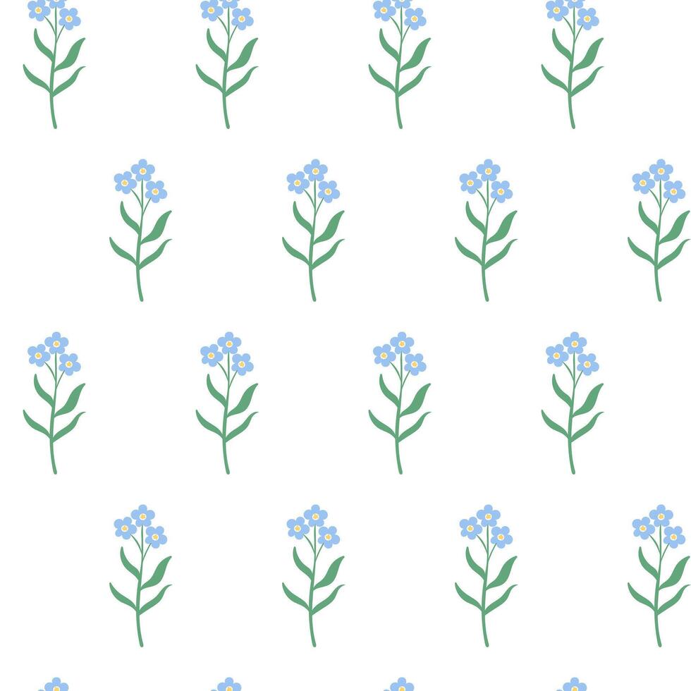 Forget-me-not flower seamless pattern vector
