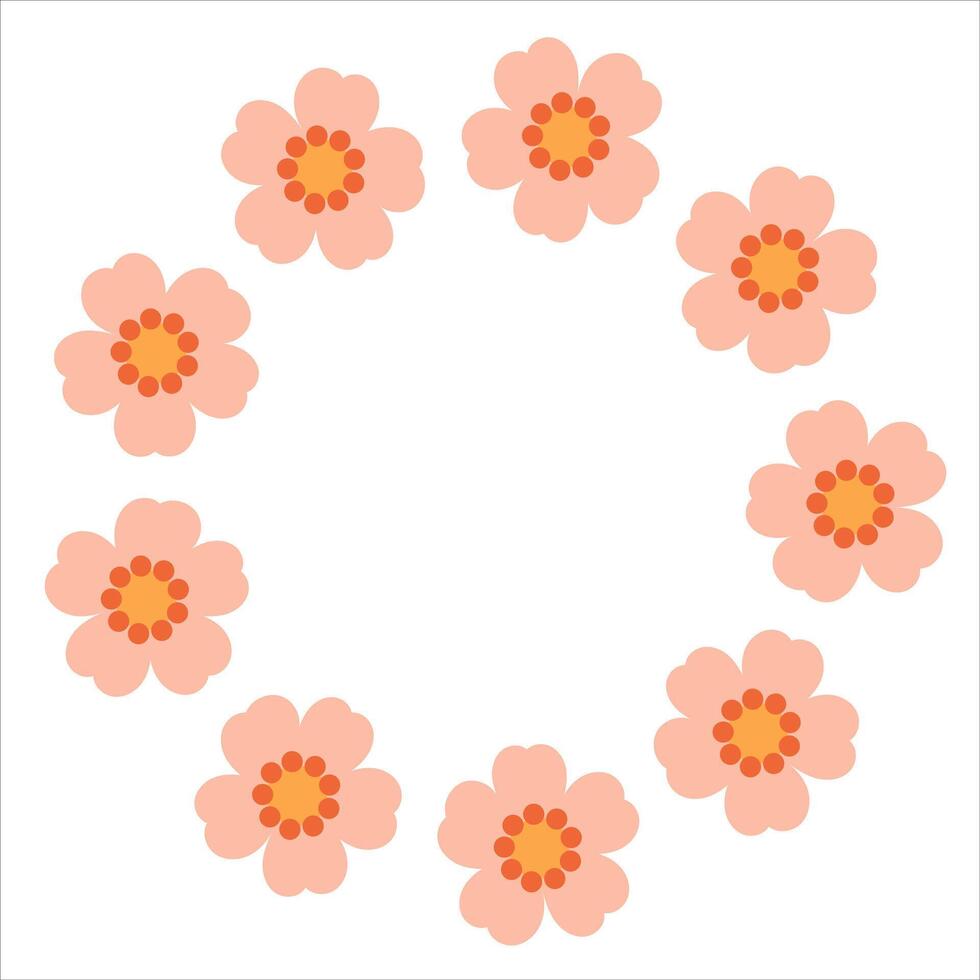 Wreath with rose simple flowers vector