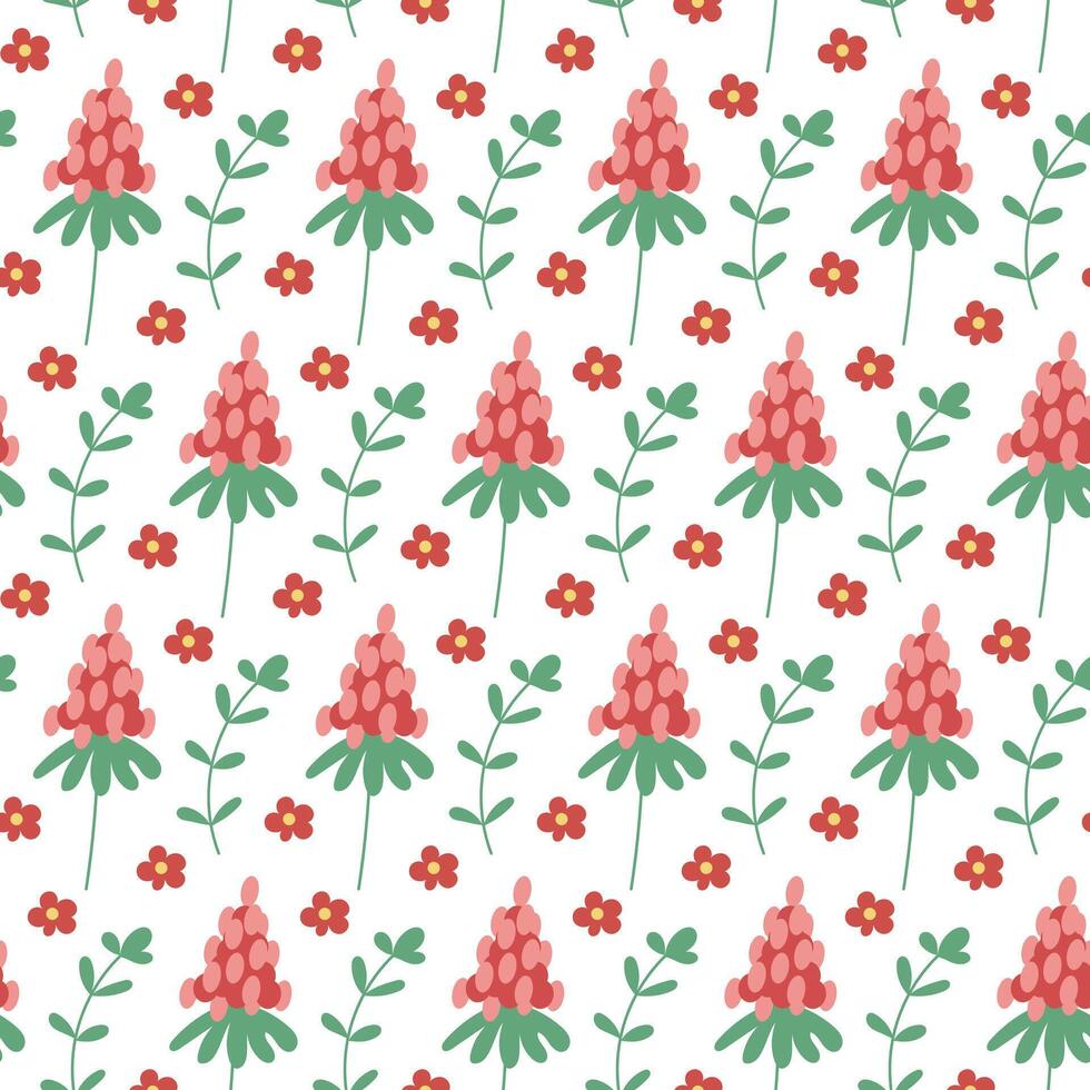 Seamless pattern with wild red flowers. vector